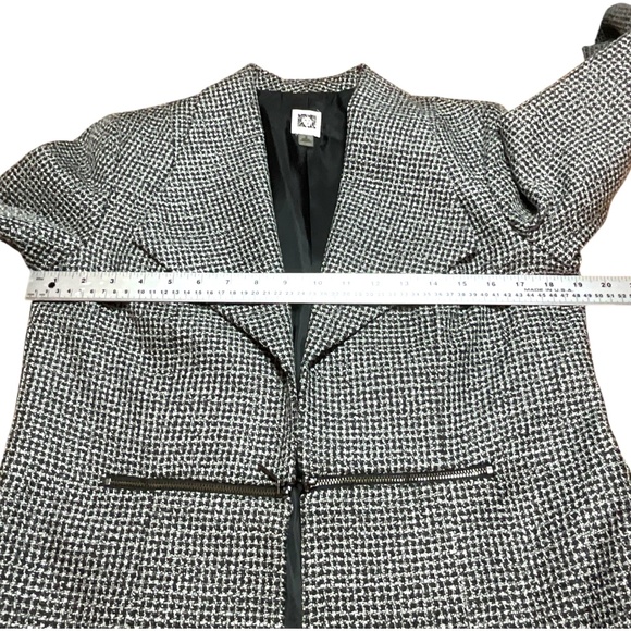 ANNE KLEIN Fully Lined Long Line Open Front Blazer Wide Lapels Zipper Detail S - Picture 6 of 9